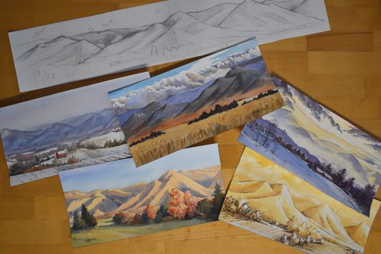Collection of mountain studies by artist Kelli Hertzler. All rights reserved.
